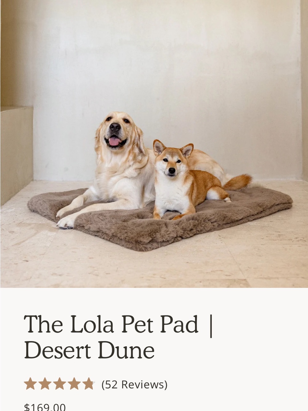 lola Plush Pet Pad in Brown